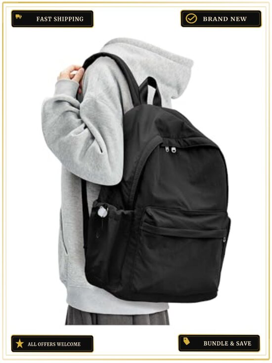 Water-Resistant Nylon Backpack with 14 Laptop Sleeve for School College Commute main image 4
